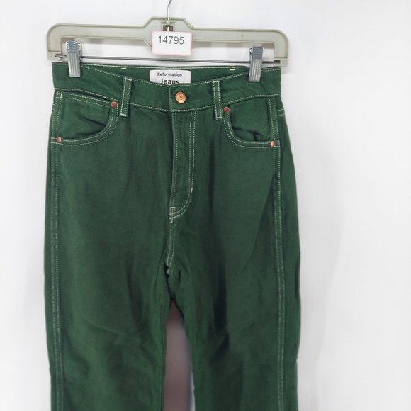 Reformation Green Emerald Cowboy High-rise Straight Organic Jeans - Picture 4 of 9